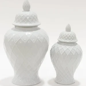 Inspire Me! Home Decor White Lattice Ginger Jar (2 Sizes)