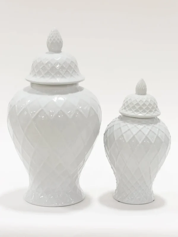 Inspire Me! Home Decor White Lattice Ginger Jar (2 Sizes)