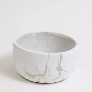 Inspire Me! Home Decor White Marble Design Bowl/Vase (2 Sizes)