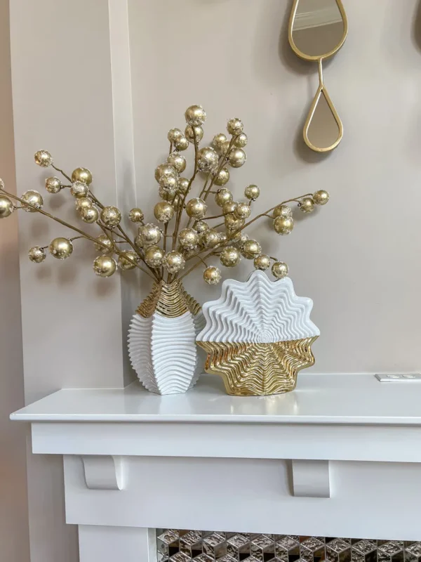 Inspire Me! Home Decor White And Gold Star Dimensional Vase