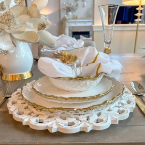 Inspire Me! Home Decor White And Gold Ombre Dinner Set