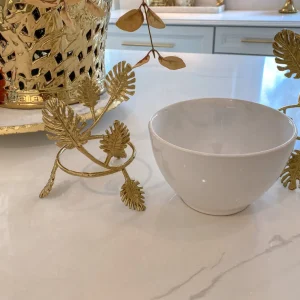 Inspire Me! Home Decor White Ceramic Bowl With Gold Leaf Details (2 Sizes)