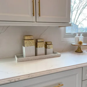 Inspire Me! Home Decor White Hammered Jar With Gold Border & Lid (3 Sizes)