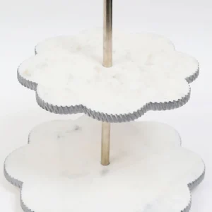 Inspire Me! Home Decor White Marble Flower Shaped Cake Stand (2 Colors)