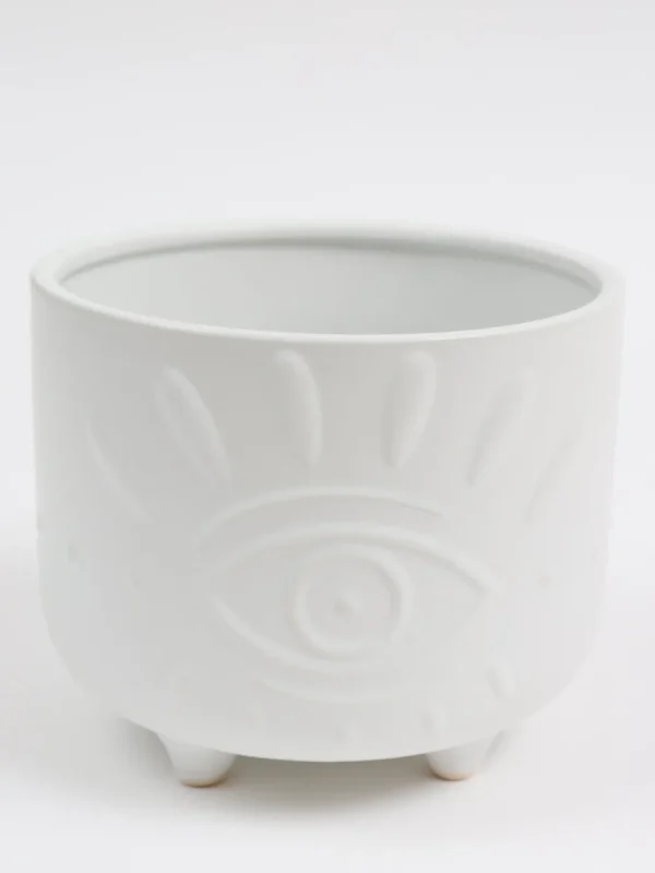 Inspire Me! Home Decor White Ceramic Evil Eye Planter (2 Sizes)