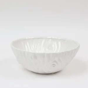 Inspire Me! Home Decor White Ceramic Round Bowl With Detailed Design (2 Sizes)