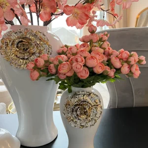 Inspire Me! Home Decor White Ginger Jar With Large Gold Flower Detail (3 Sizes)