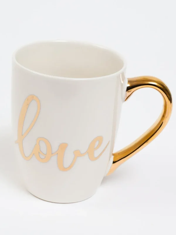 Inspire Me! Home Decor White Mug With Gold Handle (2 Styles)