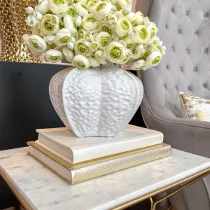 Inspire Me! Home Decor White Pomegranate Vase With Gold Trim (2 Sizes)