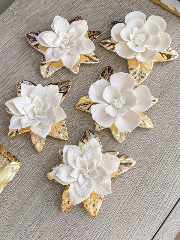 Inspire Me! Home Decor White And Gold Flower Decor