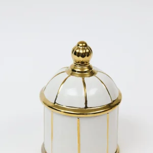 Inspire Me! Home Decor White Ceramic Lidded Jar With Gold Linear Detail (3 Sizes)