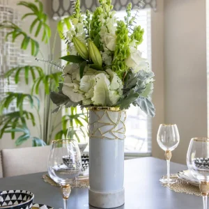 Inspire Me! Home Decor White Glass Vase With Mesh Design (2 Styles) “From Pops Of Color Home Collection”