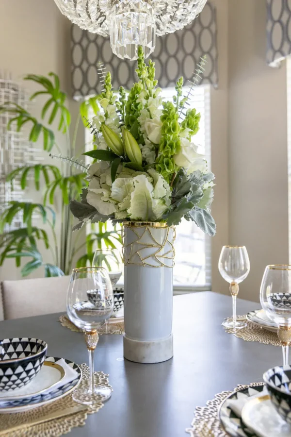 Inspire Me! Home Decor White Glass Vase With Mesh Design (2 Styles) “From Pops Of Color Home Collection”