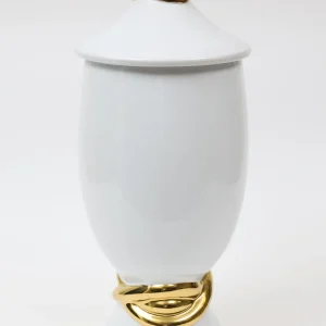 Inspire Me! Home Decor White Ceramic Jar With Elegant Gold Details (2 Sizes)