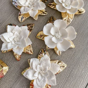 Inspire Me! Home Decor White And Gold Flower Decor