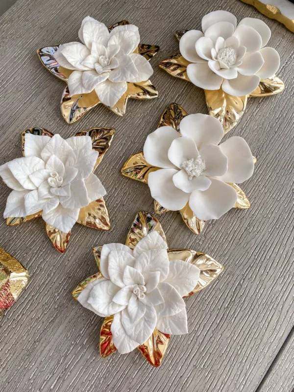 Inspire Me! Home Decor White And Gold Flower Decor