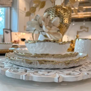 Inspire Me! Home Decor White And Gold Ombre Dinner Set