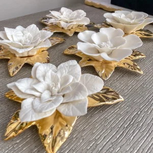 Inspire Me! Home Decor White And Gold Flower Decor