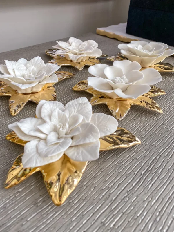 Inspire Me! Home Decor White And Gold Flower Decor