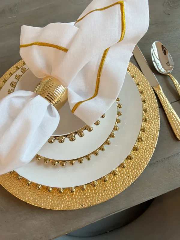 Inspire Me! Home Decor White And Gold Beaded Dinner Set