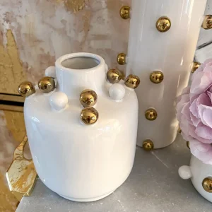 Inspire Me! Home Decor White Ceramic Studded Vase (3 Sizes)