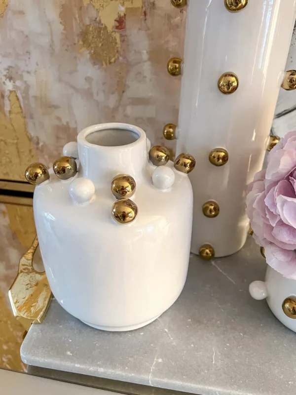 Inspire Me! Home Decor White Ceramic Studded Vase (3 Sizes)