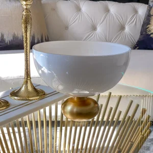 Inspire Me! Home Decor White Glass Bowl With Gold Round Base