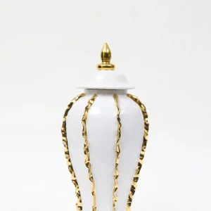 Inspire Me! Home Decor White Ginger Jar With Gold Details (3 Sizes)