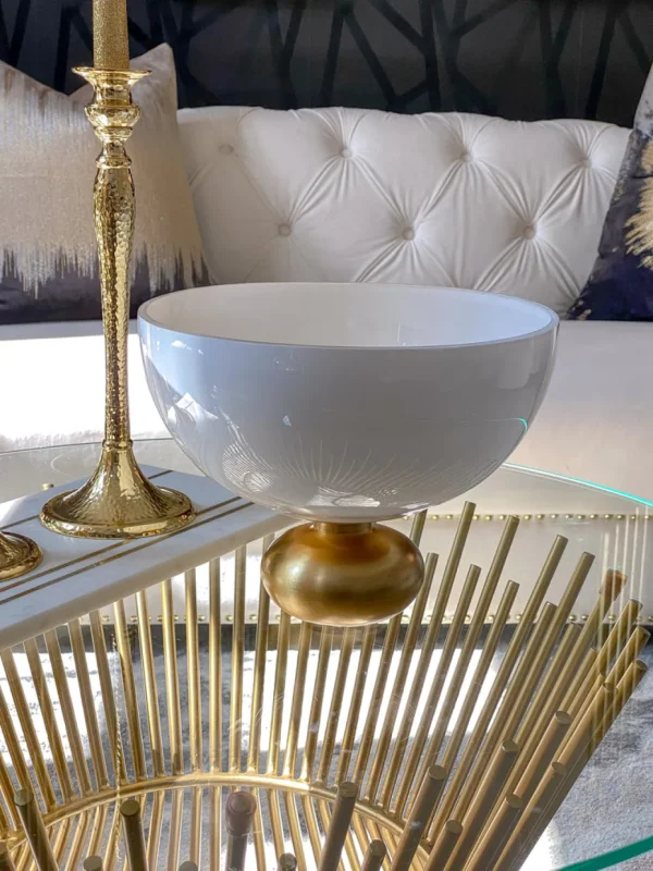 Inspire Me! Home Decor White Glass Bowl With Gold Round Base