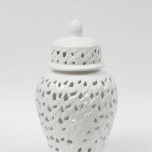 Inspire Me! Home Decor White Leaf Pattern Ginger Jar (2 Sizes)