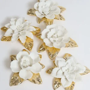 Inspire Me! Home Decor White And Gold Flower Decor