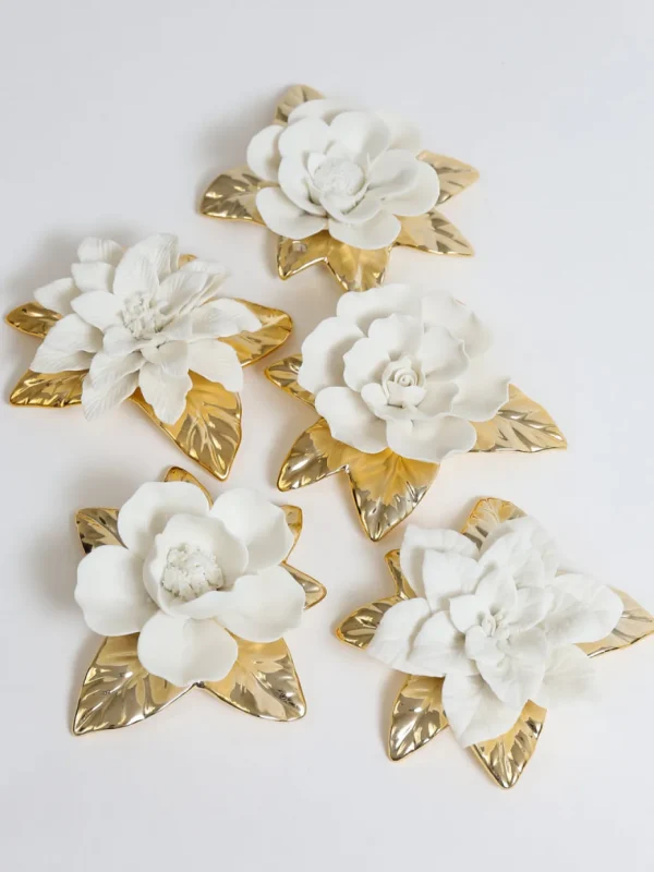 Inspire Me! Home Decor White And Gold Flower Decor