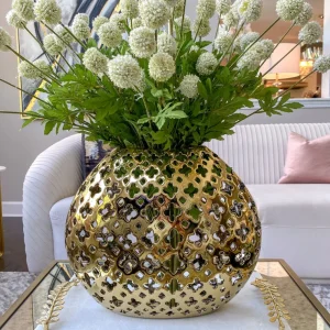 Inspire Me! Home Decor Wide Cut-Out Gold Vase