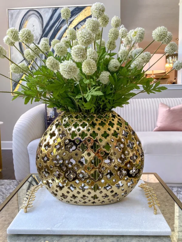 Inspire Me! Home Decor Wide Cut-Out Gold Vase