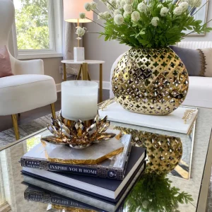 Inspire Me! Home Decor Wide Cut-Out Gold Vase