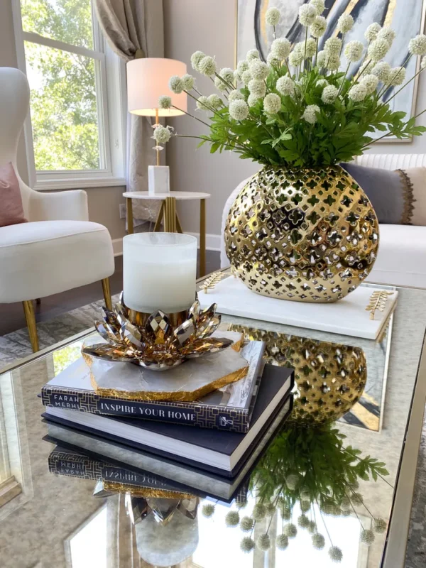 Inspire Me! Home Decor Wide Cut-Out Gold Vase