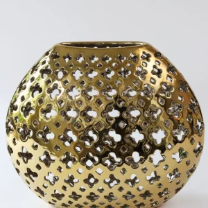 Inspire Me! Home Decor Wide Cut-Out Gold Vase