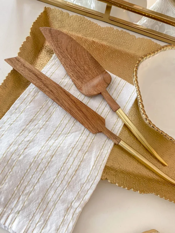 Inspire Me! Home Decor Wood Servers W/ Gold Metal Handle