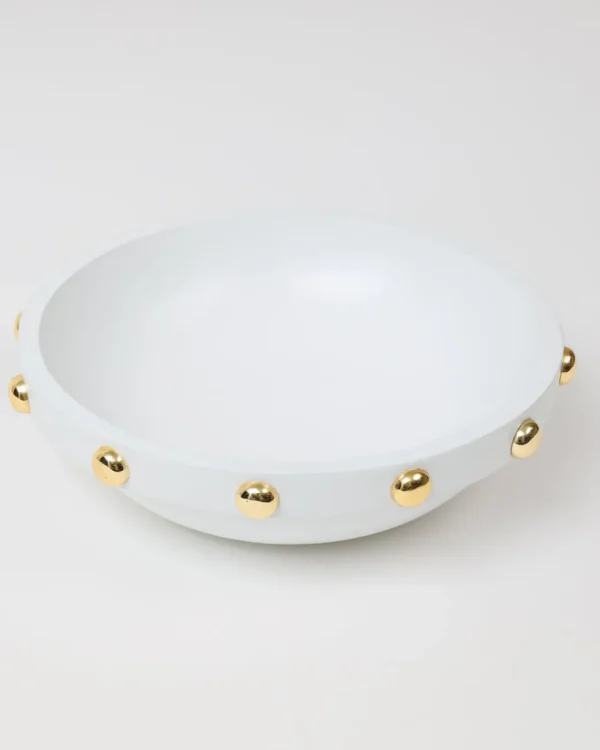 Inspire Me! Home Decor Wood Bowl With Gold Studded Details