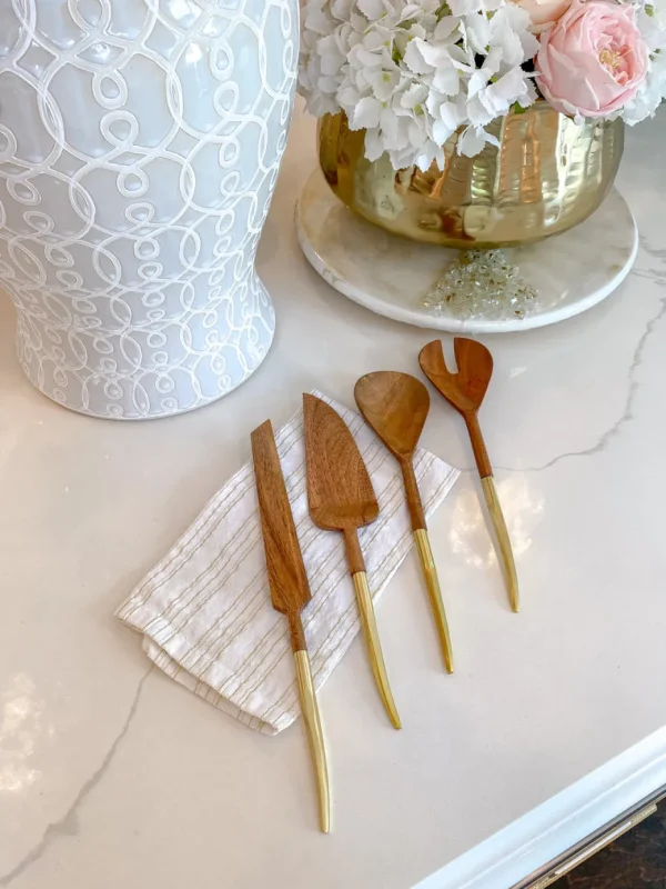 Inspire Me! Home Decor Wood Servers W/ Gold Metal Handle