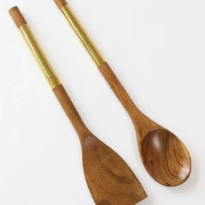 Inspire Me! Home Decor Wood Servers W/ Gold Metal Handles