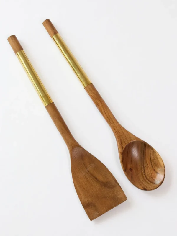 Inspire Me! Home Decor Wood Servers W/ Gold Metal Handles