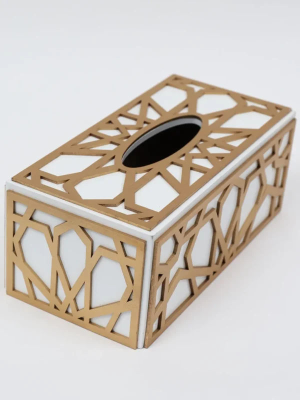 Inspire Me! Home Decor Wood Gold And White Tissue Box Cover