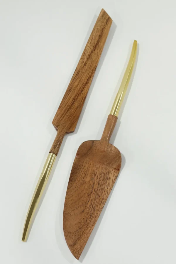 Inspire Me! Home Decor Wood Servers W/ Gold Metal Handle