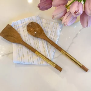 Inspire Me! Home Decor Wood Servers W/ Gold Metal Handles