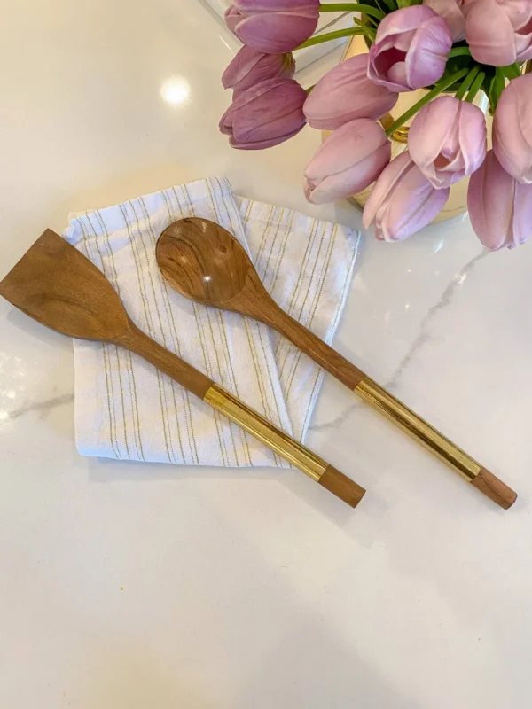 Inspire Me! Home Decor Wood Servers W/ Gold Metal Handles