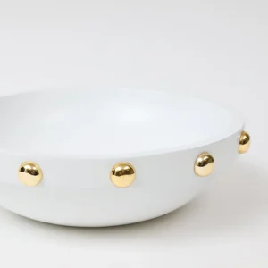 Inspire Me! Home Decor Wood Bowl With Gold Studded Details