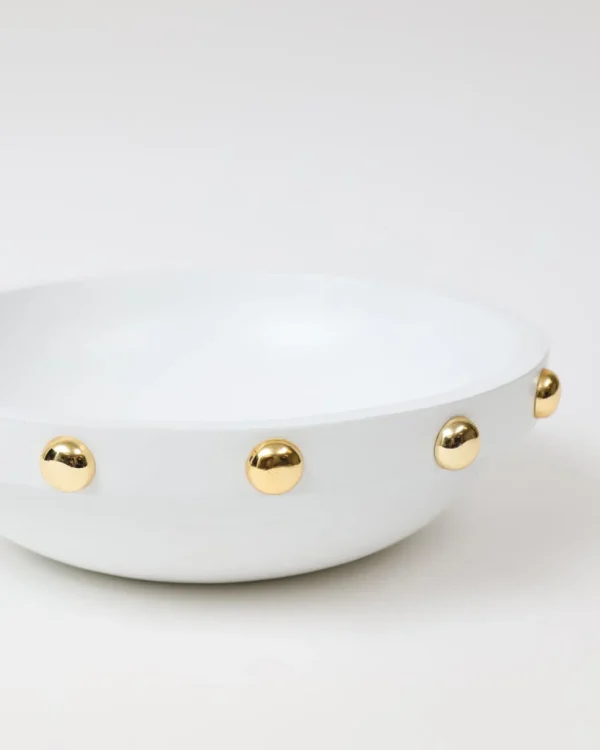 Inspire Me! Home Decor Wood Bowl With Gold Studded Details