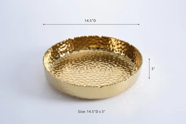 Inspire Me! Home Decor X-Large Textured Gold Shallow Bowl